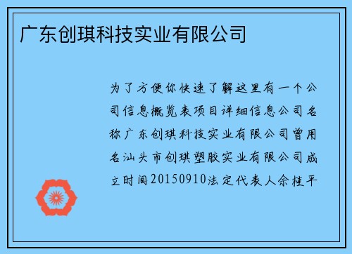 广东创琪科技实业有限公司